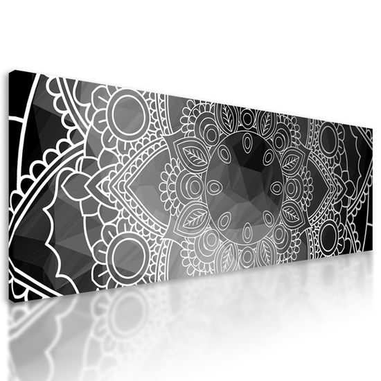 Obraz Mandala v čiernobielom prevedení