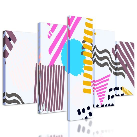 5-dielny obraz zaujímavý farebný vzor na bielom pozadí