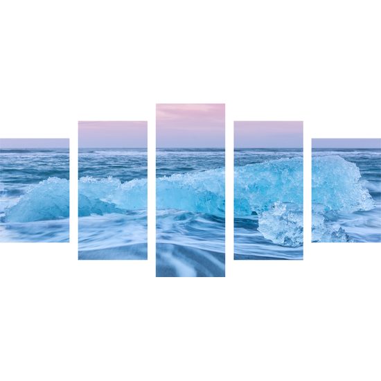 5-dielny obraz pobrežie ľadovej antarktídy