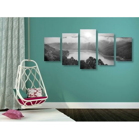 5-dielny obraz prekrásny pohľad na letnú prírodu v čiernobielom prevedení