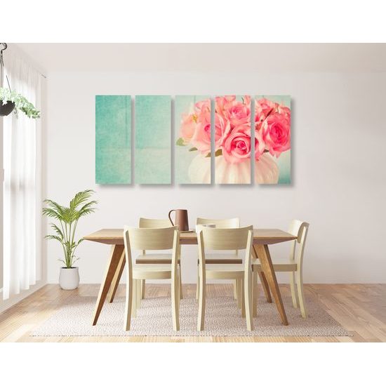 5-dielny obraz malé ružičky