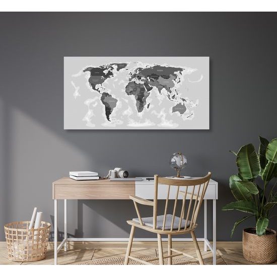 Obraz nádherná mapa v čiernobielom prevedení