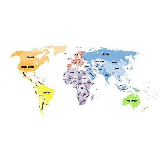 Obraz mapa sveta s pútavými nápismi