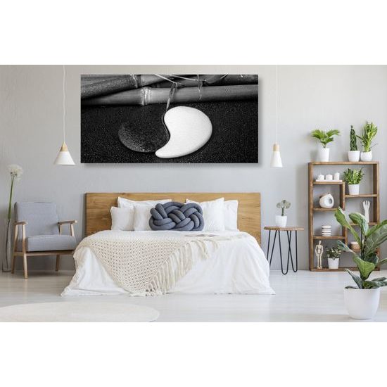 Obraz relaxačné Jin a Jang zátišie v čiernobielom prevedení