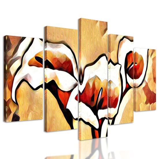 5-dielny obraz dychberúce etno kaly