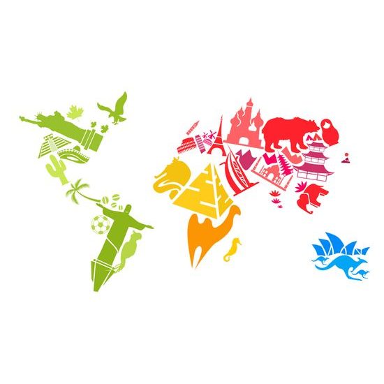 Obraz mapa sveta tvorená symbolmi krajín