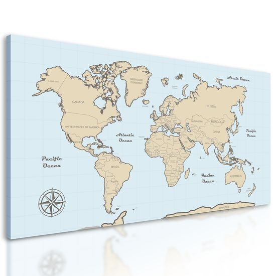 Obraz jemná mapa na modrom pozadí