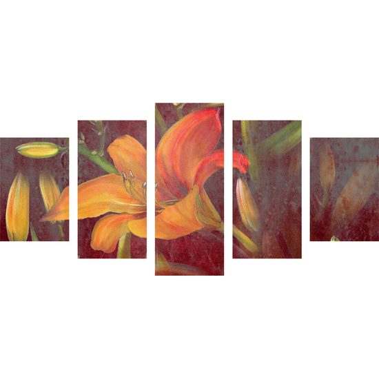 5-dielny obraz maľovaná ľalia