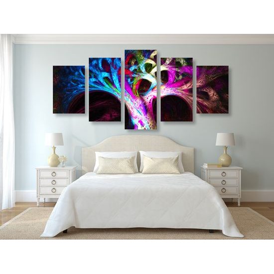 5-dielny obraz farebný strom
