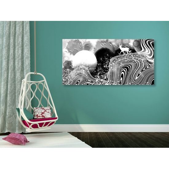 Obraz abstrakcia prírody v čiernobielom prevedení