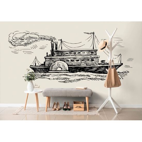 Samolepiaca tapeta parník v retro zobrazení