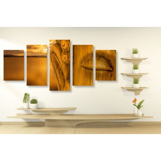 5-dielny obraz socha Budhu pod šírou oblohou