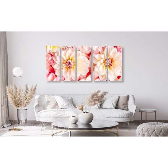 5-dielny obraz jemné rozkvitnuté dálie