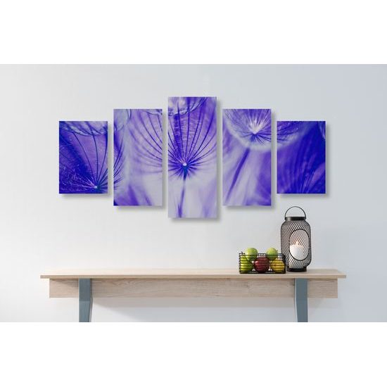 5-dielny obraz abstraktná púpava v fialovom prevedení