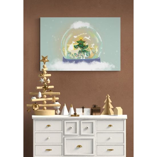 Obraz vianočný stromček so zvieratkami v snežítku