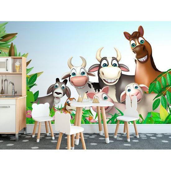 Samolepiaca tapeta veselé farmárske zvieratká