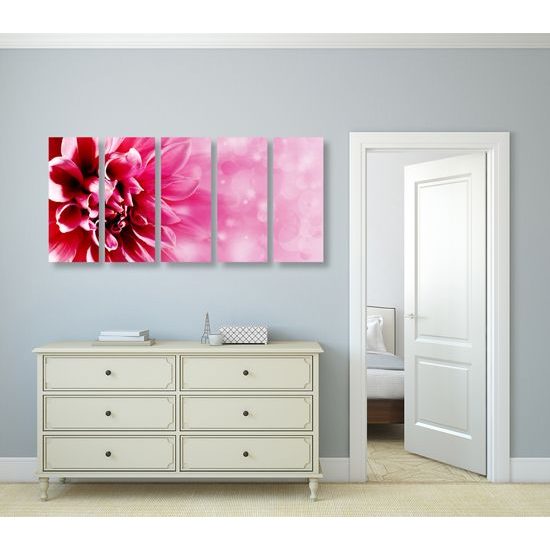 5-dielny obraz detail ružového kvetu