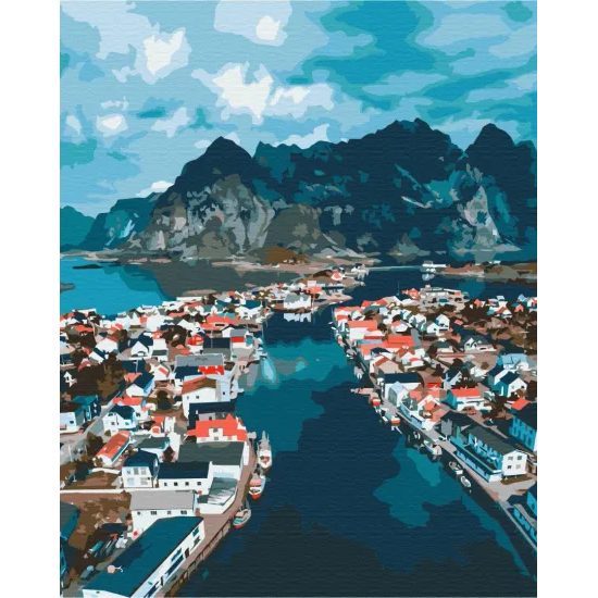Maľovanie podľa čísiel malebný nórsky prístav