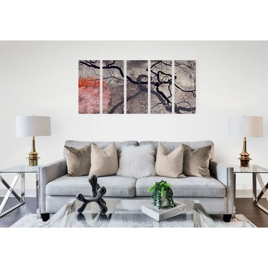 5-dielny obraz temné konáre stromu