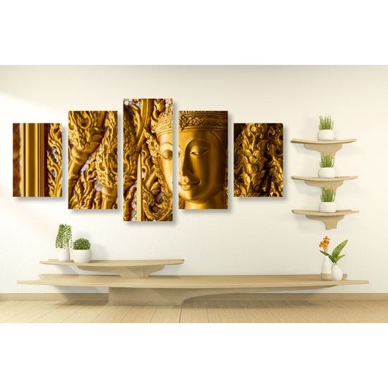 5-dielny obraz zlatý Budha