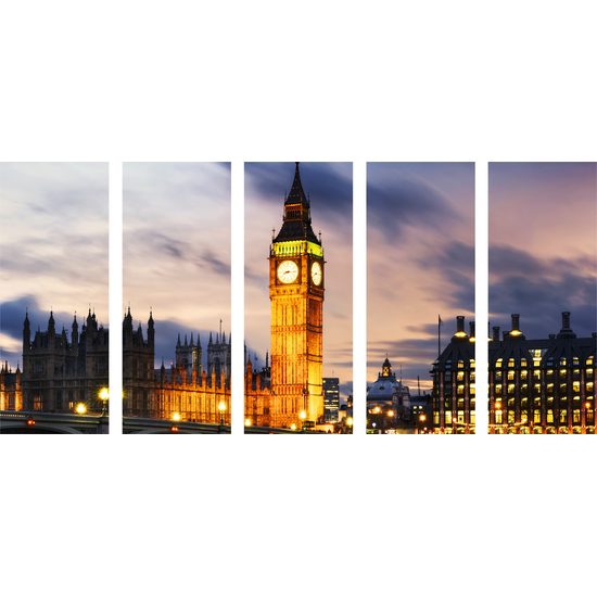 5-dielny obraz nasvietený Big Ben