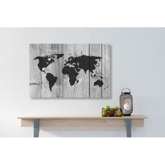 Obraz umelecká mapa sveta v čiernobielom prevedení