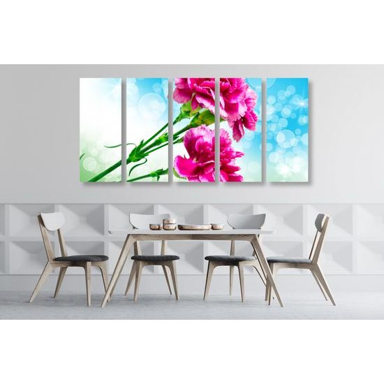 5-dielny obraz nádherny ružový kvet