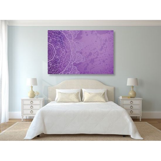 Obraz fialová Mandala s abstraktnými prvkami