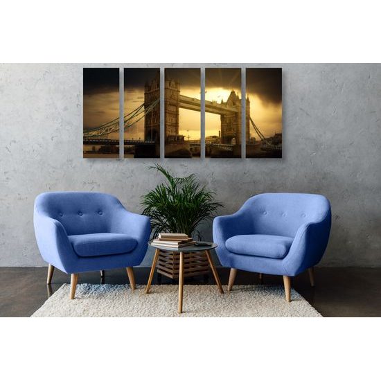 5-dielny obraz západ slnka nad čarovným Londýnom