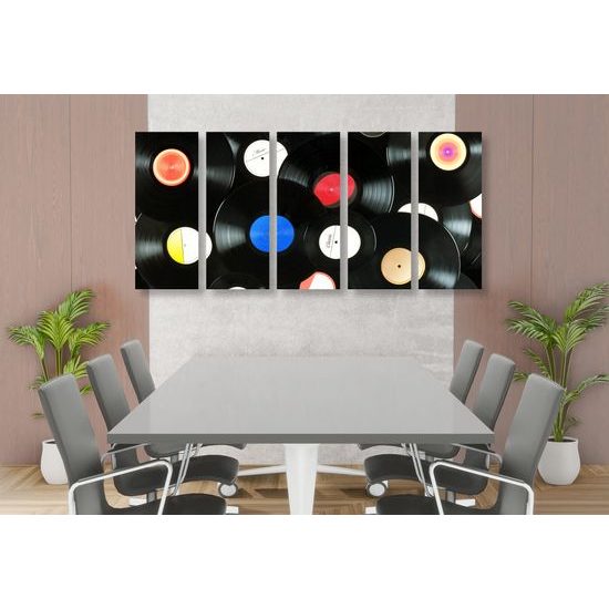 5-dielny obraz nostalgické vinylové platne
