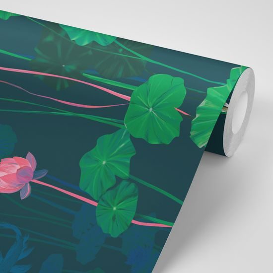 Samolepiaca tapeta japonské kapre medzi leknami