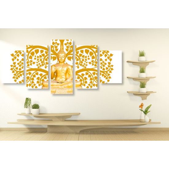 5-dielny obraz zlatá soška Budhu