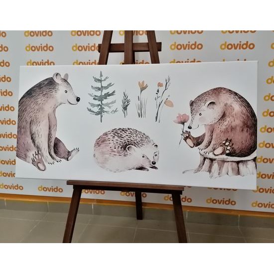 Obraz stretnutie lesných zvieratiek