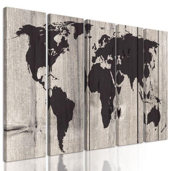 5-dielny obraz umelecká mapa sveta