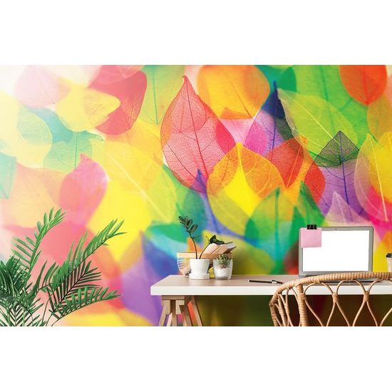 Samolepiaca tapeta detailné pestrofarebné listy
