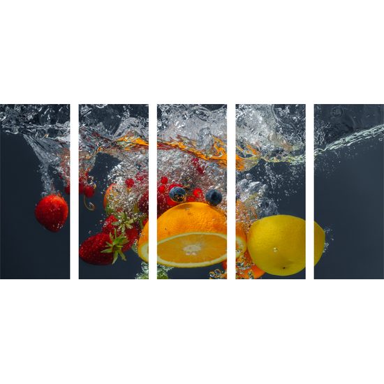 5-dielny obraz ovocie ponorené vo vode