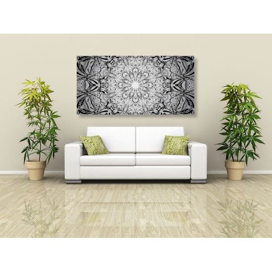 Obraz nádherná Mandala v čiernobielom prevedení