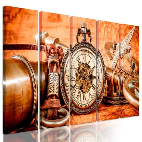 5-dielny obraz historické luxusné hodinky