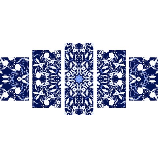 5-dielny obraz zaujimavá kvetinová Mandala