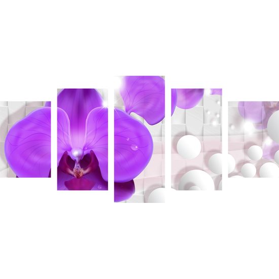5-dielny obraz orchidea na elegantom pozadí