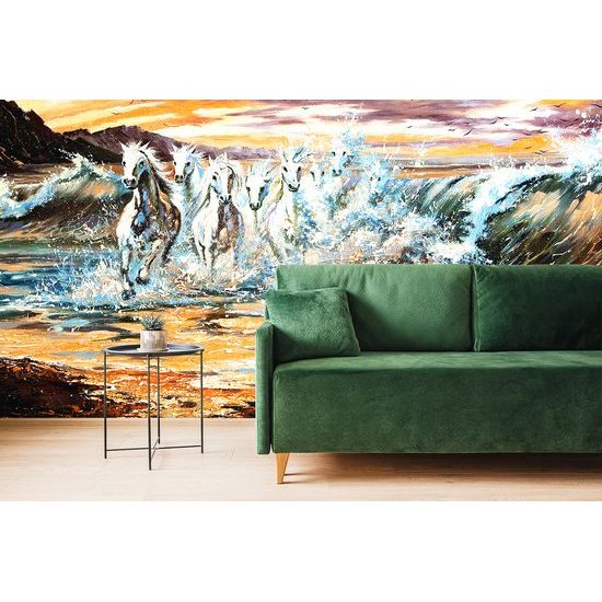 Samolepiaca tapeta cválajúce kone na pobreží