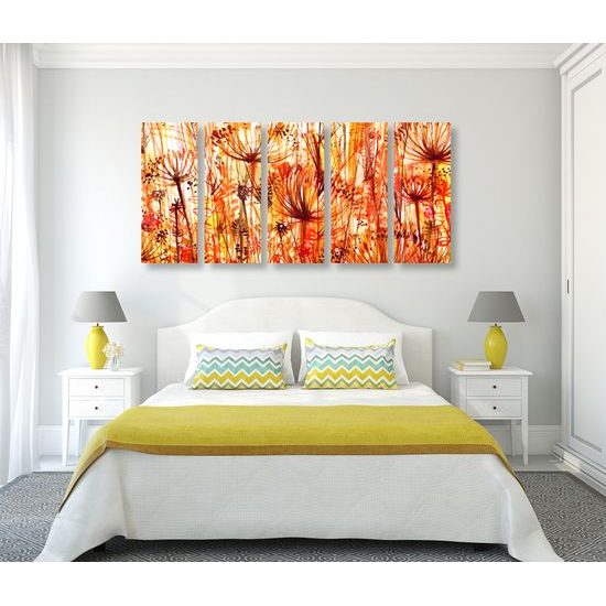 5-dielny obraz umelecká abstrakcia púpav