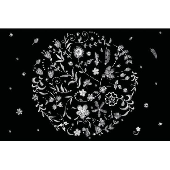 Samolepiaca tapeta folklórne kvety na čiernom pozadí