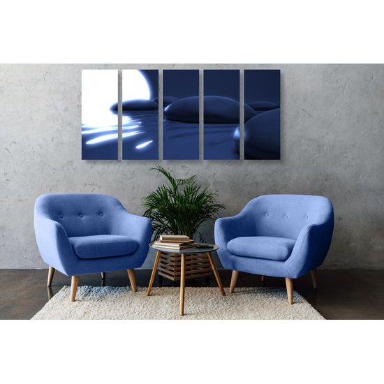 5-dielny obraz kamene pod splnom mesiaca