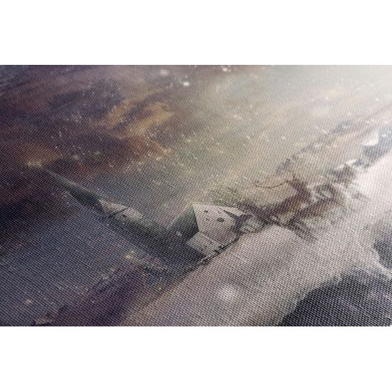 Obraz krásny jeleň v zasneženej krajine