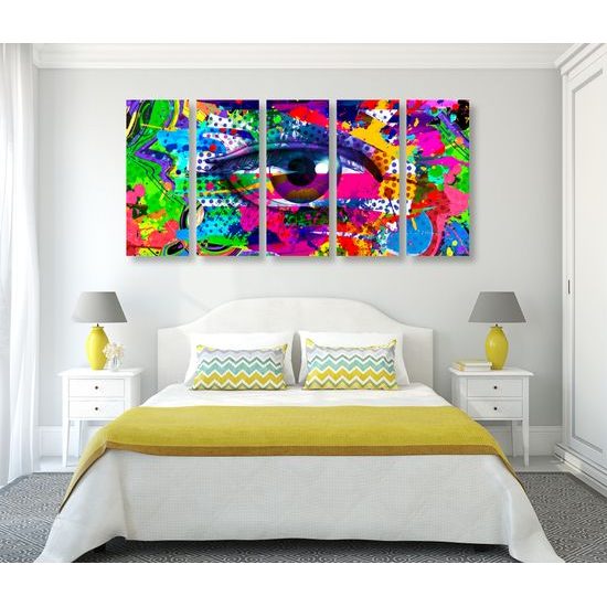 5-dielny obraz pop-art abstrakcia oka