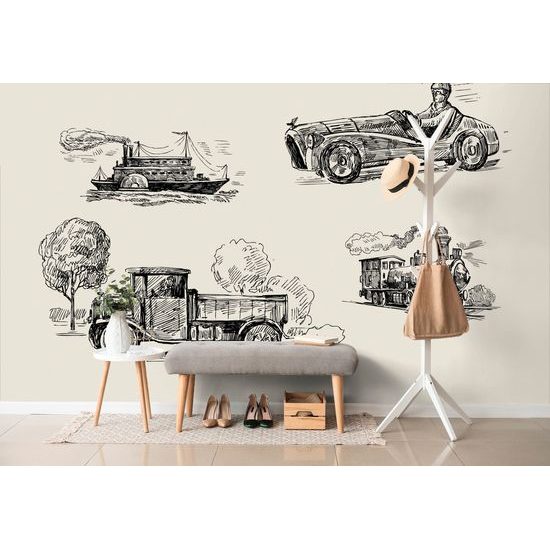 Samolepiaca tapeta dopravné prostriedky v retro zobrazení