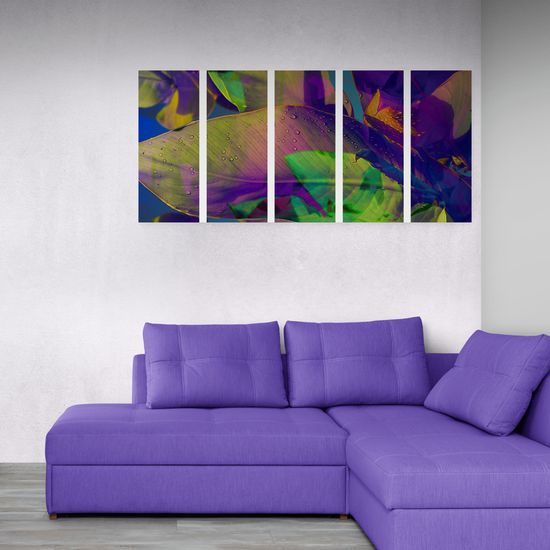 5-dielny obraz farebný list