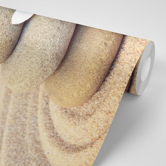 Samolepiaca fototapeta biely kvet so zen kameňmi