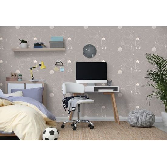 Tapeta jemné geometrické prvky na šedom pozadí